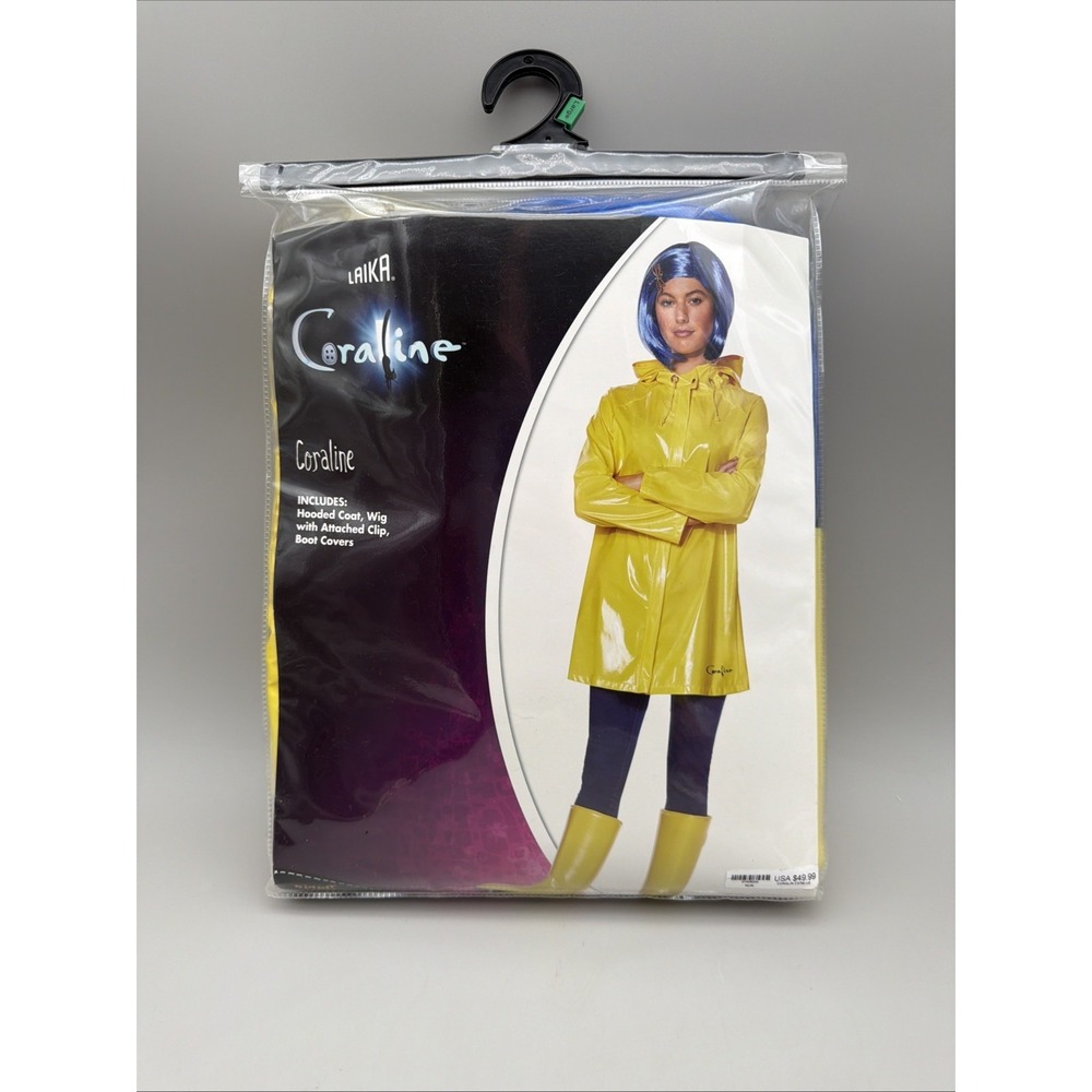 Coraline Adult Sz L Large (12-14) Halloween Costume, Wig, Boots Cover